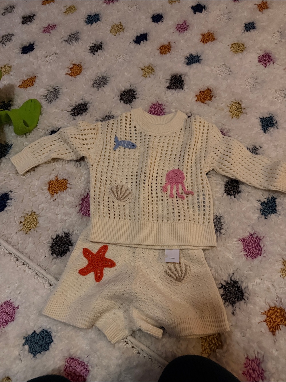Cream Knit Baby Set with Sea Creature Appliqués- 18-24 months. NWT